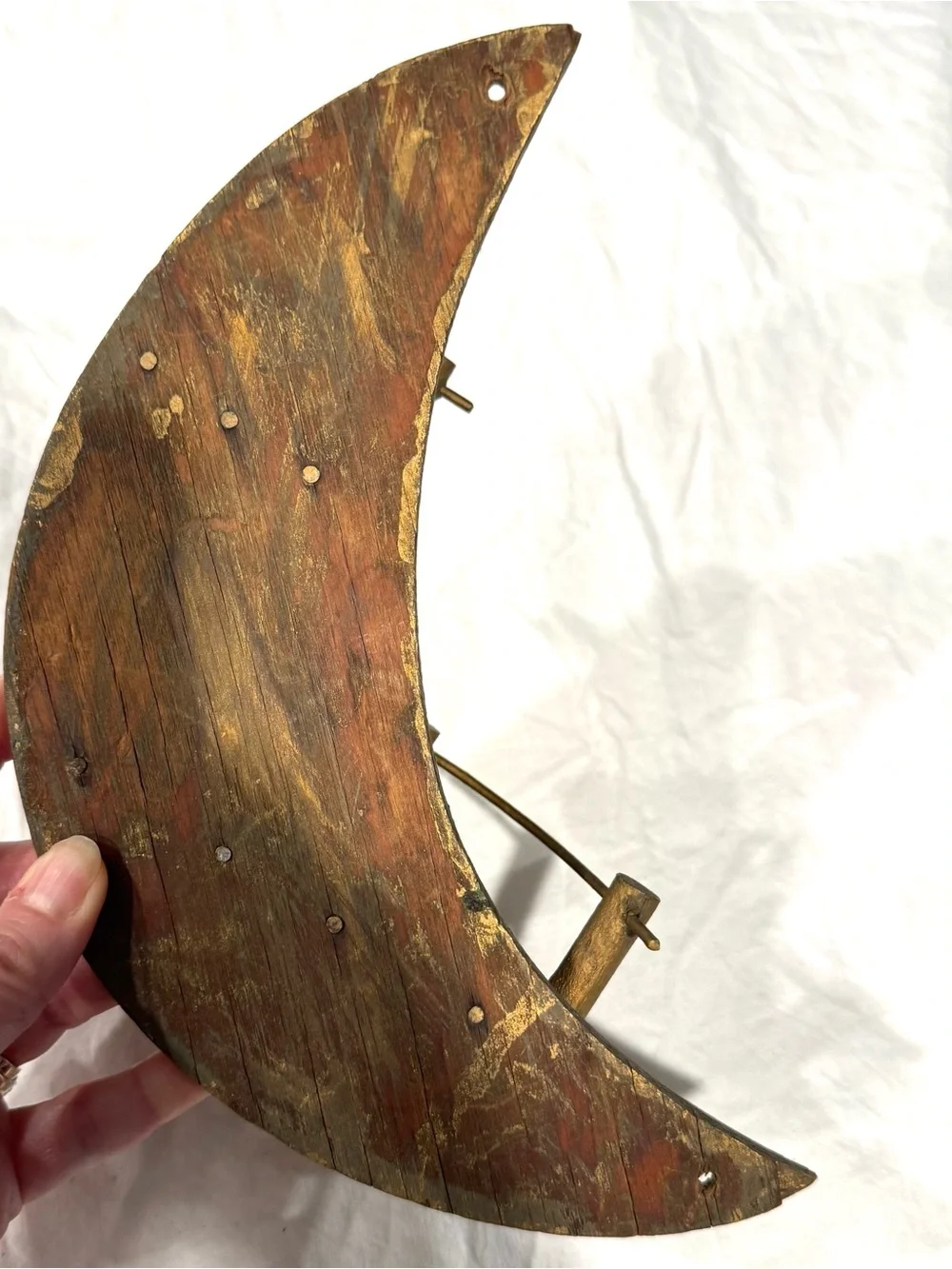 Vintage Gold Crescent Moon Stairway Wall Shelf Accent